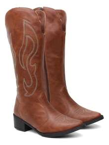 Women's Country Western Embroidered Mid-Calf Texan Boot - Lạc đà - Xem 1
