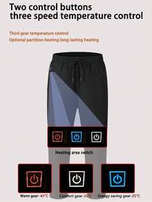 Men's Casual Solid Color Heated Long Pants With 12 Heating Zones, Thermal Insulation For Winter