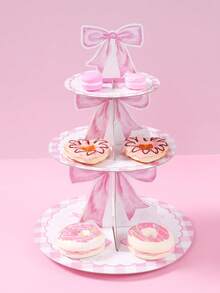 Bộ 1 giá đỡ bánh nhiều tầng và trang trí bánh cho tiệc em bé chủ đề nơ hồng, giá trưng bày bánh cupcake dùng một lần họa tiết nơ hồng trang nhã, ruy băng nơ hồng trang trí bánh, trang trí tiệc bé gái, giá đỡ bánh nhiều tầng trang trí tiệc sinh nhật 1 tuổi, giá đỡ bánh tráng miệng chủ đề nơ hồng cho tiệc sinh nhật, trang trí tiệc mừng em bé chào đời, quà tặng tiệc mừng em bé chào đời, trang trí tiệc tiết lộ giới tính. - Nơ hồng - Xem 3