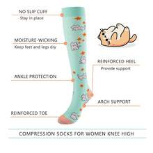 Junely Compression Socks For Women Knee High Socks For Running Athletic Nurses Work Support Travel Flight Sports-9579 - 多色1 - 查看 6