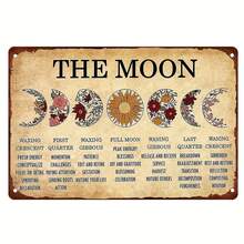 1 Piece, Moon Phase Iron Sign - Witchcraft, New Year, Parents, Home Office, Restaurant And Garage Bar Decoration - 12x8inch , 2D Flat Effect, English, Wall Hanging, Bedroom Decoration