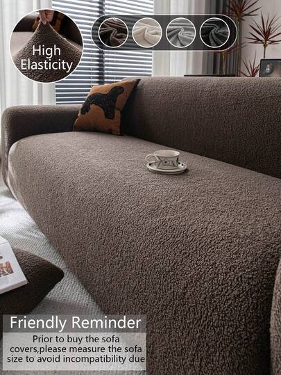 1 st. nallebjörnssofföverdrag, stretchigt mångsidigt heltäckande sofföverdrag med geometrisk mönsterdesign, varmt, fuzzy tyg för vintern, soffskydd och juldekor, inkluderar 1 örngott