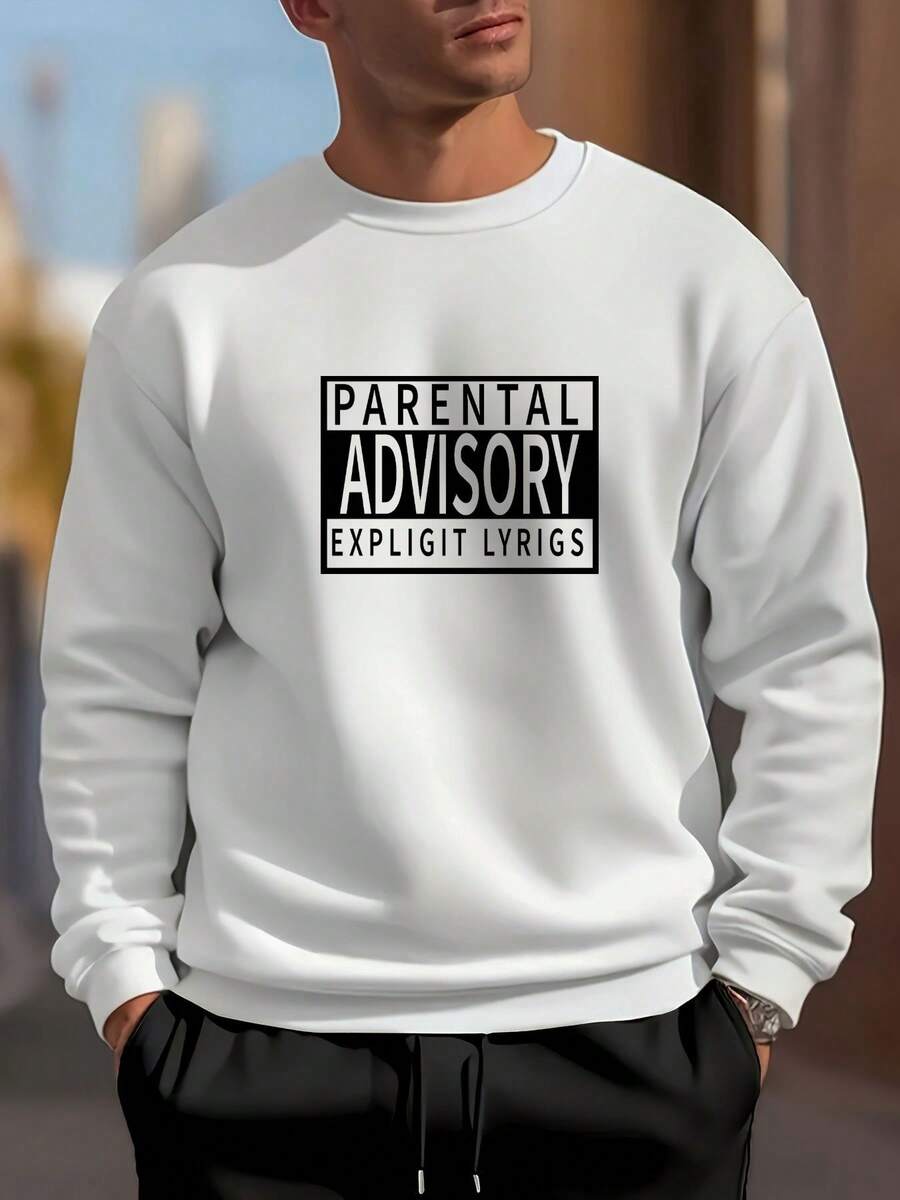 Men'S Casual Round-Neck Fashion Sweatshirt With Parental Patterns - White - View 1