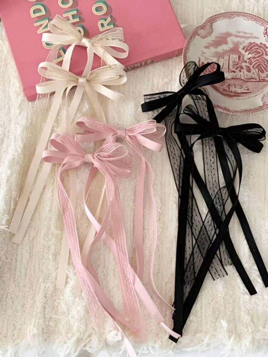 2 Stücke süße Ballettschleife Unsterblich Haarspangen, rosa Spitzenband Haarspangen mit Herz, vielseitiges Frauenhaaraccessoire