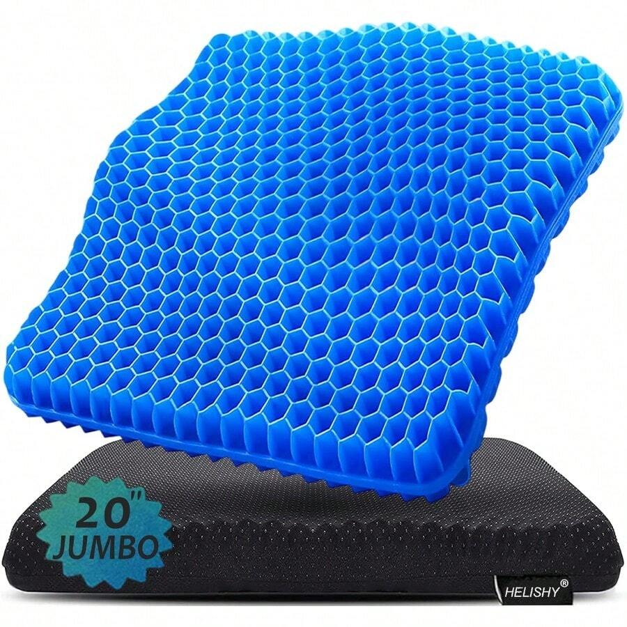 Gel Seat Cushion NonSlip Egg Seat Cushion Chair Pads Office Chair Car Seat Cushion For Sciatica And Back Pain Relief Coccyx Cushion For Home Wheelchair Computer Desk Chair Truck - 藍色+特大加厚- 20*19.7*1.95英寸 - 查看 1