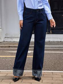 Jeans a vita alta larghi e vintage in denim blu medio per l'autunno e l'inverno, pantaloni a gamba ampia con design a stampa farfalla plissettata, pantaloni casual snellenti e versatili, tessuto morbido e durevole adatto per l'ufficio, la scuola, le vacanze e varie occasioni