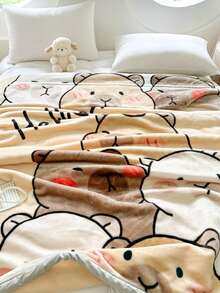 1pc Christmas Floral Pattern Blanket, Soft Double-Layer Raschel Throw Blanket, Long Plush Warm & Cozy For Bedroom, Living Room, Travel