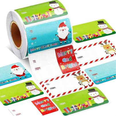 500 Pcs/ Roll Christmas Gift Tags Sticker Name Tags For Christmas Presents Gift Labels,Santa Claus Self-Adhesive Stickers For Christmas Gifts Decoration, Suitable For New Year, Easter, Valentine's Day, Birthday Gifts Home Decor Christmas Decorations Room Decor