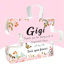 Best Gift For Grandma, Mom, Aunt And Sister - Puzzle-Shaped Acrylic Decor, Elegant Pink Flower And Butterfly Design, Conveys Love, Simple Home Decor, Thoughtful Gift For Desk Or Bookshelf, Perfect For Birthday, Thanksgiving, Mother's Day - Pink - View 20