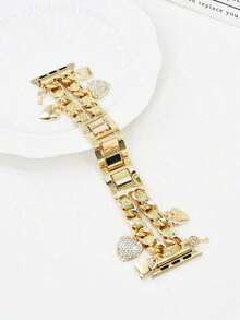 Key And Lock Chain Metal Band Compatible With Apple Watch Bands 49/46/45/44/42/41/40/38mm Women,Stylish Love Link With Cute Charms Pendants Dressy Wristband For Watch Series 10 Ultra 2 9 8 7 6 5 4 3 2 SE - 金鑰匙 - 查看 5