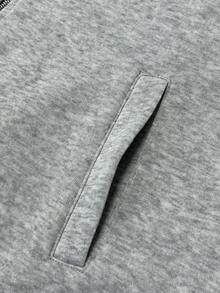 Plus Size Women Casual Hooded Long Cardigan, Thermal Lined, Autumn/Winter - Grey - View 6