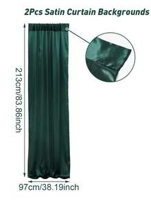 2/4pcs Dark Green Satin Curtains, Curtain Panels, 97*213cm/147*235cm Solid Color Backdrop Curtains, Party Decoration, Ceremony Stage Decoration, Suitable For Living Room, Office Home, Bedroom Decoration, Modern Romantic Decor, Birthday Party Supplies - Dark Green - View 12