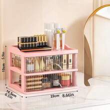 1pc Luxury Drawer Style Desktop Storage Cabinet, Multi-Layer Transparent Makeup Organizer Box, Vanity Table Storage Box - White - View 4