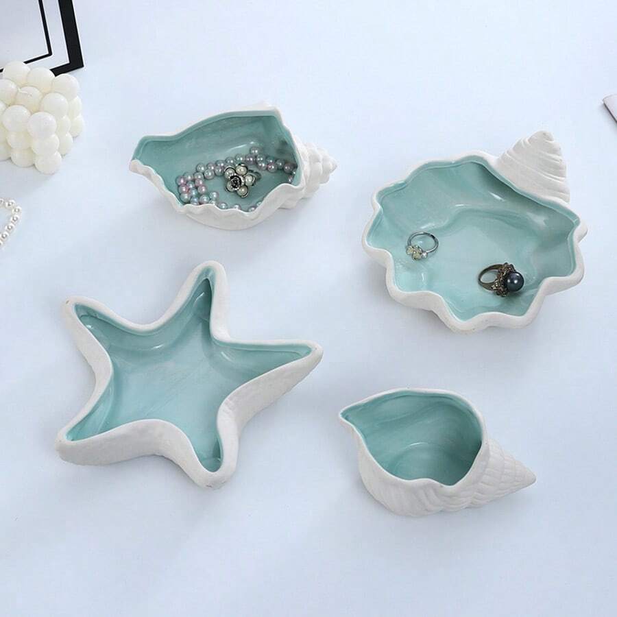 Seaside Blue Starfish Jewelry Plate