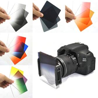 Paquete de filtros coloridos KnightX de 24 colores, compatible con series Cokin P de 49mm, 52mm, 55mm, 58mm, 62mm, 67mm, 72mm, 77mm, 82mm, con filtros cuadrados, filtros completos, degradados, accesorios ND, ND4, ND8, ND16, azul completo, naranja para cámaras Canon y Nikon DSLR para mejorar la fotografía