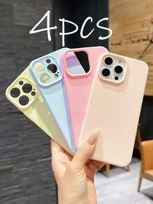 Bộ 4 ốp lưng điện thoại mềm, chống sốc, màu trơn, kiểu dáng cổ điển, bề mặt mờ, chất liệu cao cấp, tương thích với các dòng điện thoại Apple 13, 11, 12, 14/14 Pro Max, 15/15 Pro Max, 7/8, X/XS, XR, XS Max, 17, 17 Pro, Air, 17 Pro Max, màu pastel mùa xuân. Quà tặng - Nhiều màu - Xem 2