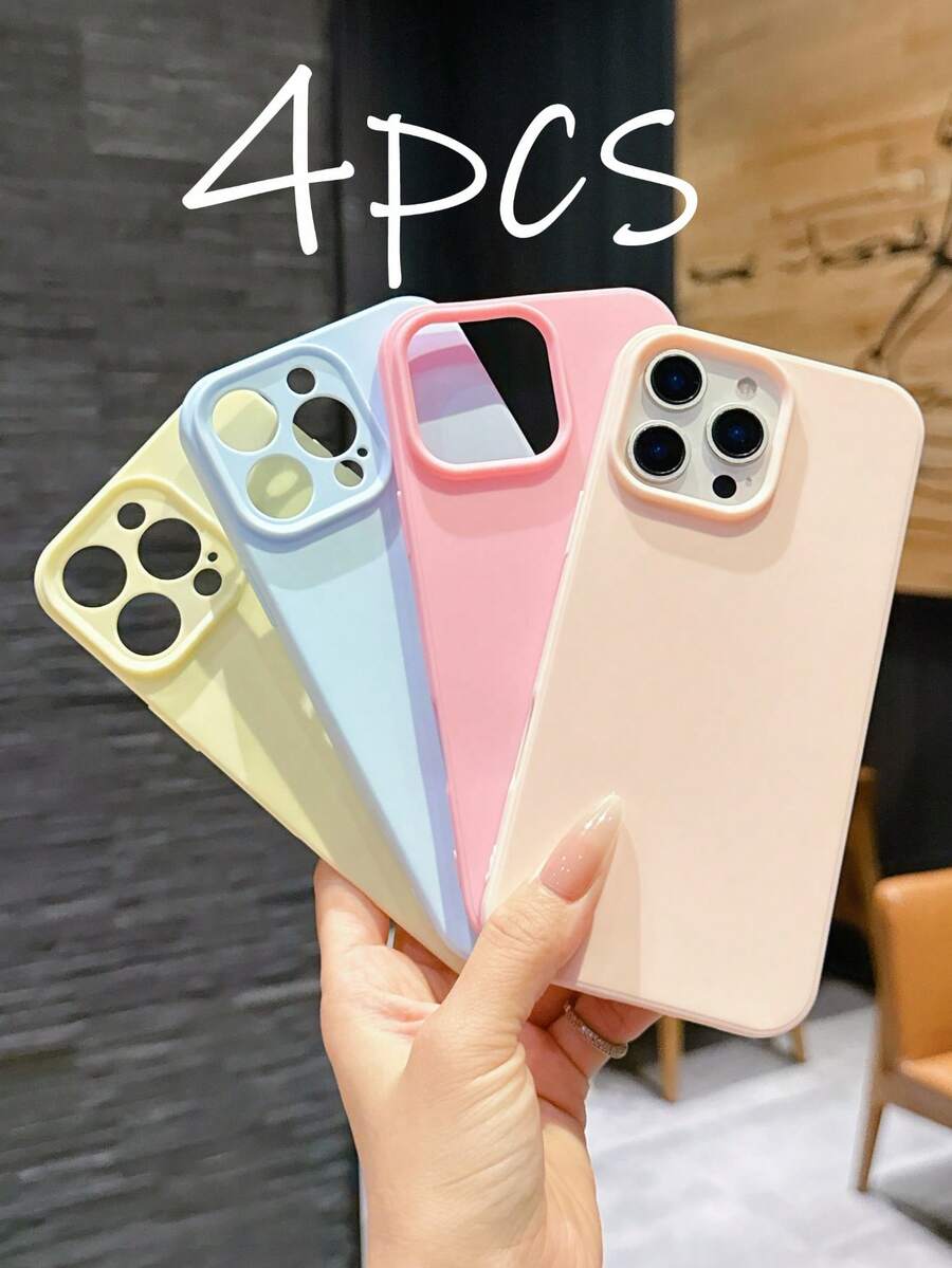 Bộ 4 ốp lưng điện thoại mềm, chống sốc, màu trơn, kiểu dáng cổ điển, bề mặt mờ, chất liệu cao cấp, tương thích với các dòng điện thoại Apple 13, 11, 12, 14/14 Pro Max, 15/15 Pro Max, 7/8, X/XS, XR, XS Max, 17, 17 Pro, Air, 17 Pro Max, màu pastel mùa xuân. Quà tặng