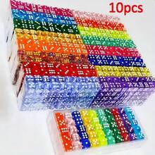 100颗六面亚克力骰子套装 - 半透明彩色骰子，圆角设计 - 非常适合游戏、派对等场合！适用于游戏之夜、派对、万圣节礼物、派对用品 | 彩色游戏配件 | 半透明骰子，游戏礼物，情人节礼物，圣诞节礼物，新年礼物，感恩节礼物 - 彩色 - 查看 8