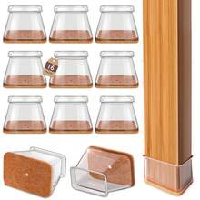 4/8 件矩形椅腿地板保护垫，隔音硅胶椅腿盖，防刮棕色毛毡家具垫（适用于硬木地板），椅腿家具滑块，适用于厨房、客厅、卧室、咖啡厅