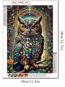 Kit de arte de diamante de 5D búho de cristal grande - Juego completo de pintura de diamante acrílico, kit de artesanía de mosaico con tema animal, adecuado para adultos y principiantes, excelente para la decoración del hogar y el arte de pared