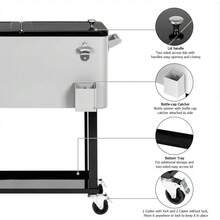 VINGLI 80 Quart Rolling Ice Chest, Portable Patio Party Bar Drink Cooler Cart, With Shelf, Beverage Pool With Bottle Opener - 黑色 - 查看 4