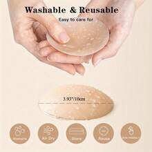 Honey Color Grippy Not Sticky Seamless Covers, ReusableSelf Adhesive Silicone Pasties, NonAdhesive Nipple Covers For Women - 蜂蜜 - 查看 3