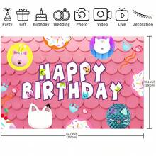 1 pièce Mignon toile de fond de décoration de fête d'anniversaire de Gabby's Dollhouse avec motif de chat rose - 210 x 13 cm / 150 x 100 cm / 100 x 75 cm, Adorable décoration murale de fête thème chat rose et blanc de Gabby's Dollhouse, décoration d'arrière-plan de table de gâteau pour baby shower