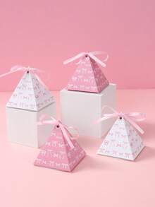 12Pcs Bow Triangle Gift Box,Triangular Gift Box,Triangle Pyramid Candy Gift Box,Baby Shower Party Favor Box,Pink Birthday Decorations,Bow Birthday Decorations,Pink Bow Birthday Decorations,Baby Shower Party Decor,Gender Reveal Party Decor,1st Birthday Party Decoration