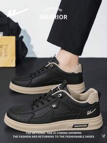 WARRIOR 1 Pair Men's Lace-Up Casual Sneakers, Personalized Niche Fashion Versatile Lightweight Durable Non-Slip Outdoor Low-Top Leisure Shoes, Thick Sole Height Increasing Trainers - Dark Khaki - View 11