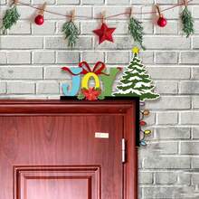 1 bucată de decor de colț pentru ușă din lemn de Crăciun, pandantiv vesel de Crăciun și brad de Crăciun, potrivit pentru decorarea colțului ușii din față a casei de Crăciun, pandantiv de decorare pentru petrecere de festival
