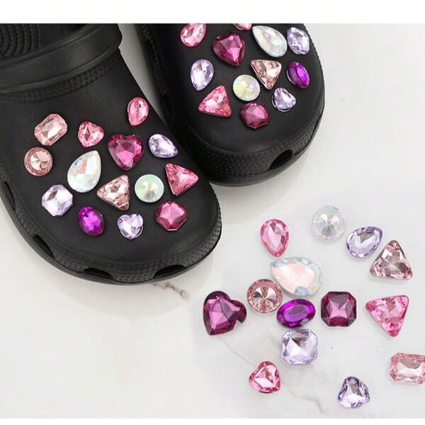 14 Stücke geometrisches Muster ABS Plastik Charms/Accessoires, einzelne Schuh Dekoration