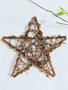 1pc Rustic Wood Grain DIY Rattan Wreath,Wreath Ring,Wreath Making Kit,Wreath Base,Wreaths To Decorate- Available In Five-Pointed Star, Heart, Moon & Ring Shapes, With Artificial Flower/ Vine Branch Options. Suitable For Ramadan, Christmas, Thanksgiving, Weddings, Birthdays & Home Wall Hanging Decorations (Includes Wooden Vine Hoop For DIY). - Multicolor - View 20