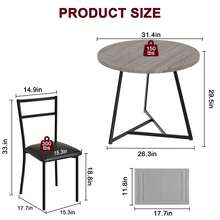 Techigher Dining Table Set For 2, Round Kitchen Table And Chairs, Modern Dining Room Table Set With 2 Chairs, Metal Frame, Kitchen Table Set For Small Space, Apartment - Grey - View 6