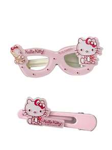 Sanrio 2 piezas Clip de pelo con diseño de Hello Kitty de dibujos animados, regalo de Navidad con decoración navideña linda