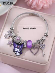 Sanrio 1pc Sanrio Kuromi Design Stainless Steel Bracelet, Fashion Accessory Gift For Friends And Couples - Multicolor - View 8