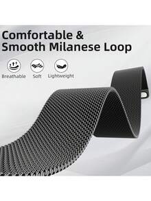 Compatible With Apple Watch Band And Case Combo. Stylish And Casual, Perfect For Both Men And Women. Featuring A Soft, Breathable, Adjustable, Loop-Shaped Stainless Steel Woven Magnetic Clasp Band With A Sparkling Diamond-Encrusted, Drop-Resistant, And Scratch-Resistant PC And Tempered Glass Protective Film, This Two-In-One Case Is Compatible With Apple Watch Series Ultra/11/10/9/8/7/6/5/4/3/SE, With 38/40/41/42/44/45/46/49mm Bands And Cases. - Black - View 5