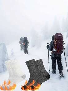 5 Pairs Unisex Autumn/Winter Thick Thermal Insulated Towel Socks, Outdoor Hiking Colorblock Sports Socks