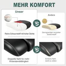 Bürostuhl, Rennstuhl, Gaming-Stuhl, Schreibtischstuhl, ergonomischer Drehstuhl, Sportstuhl, Bürostuhl mit Rückenlehne, Wippfunktion, Höhenverstellung, Chefsessel mit gepolsterten Armlehnen - Rot - Übersicht 4