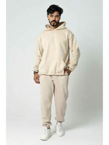 Men's Polyester Hoodie Set - Spring/Autumn Casual Clothing Set - Màu be - Xem 4