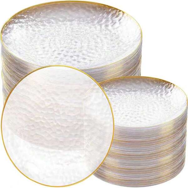 1 set de 25 piezas de bandejas cuadradas blancas puras con borde dorado que pueden sostener 6.5 pulgadas de cena, reutilizables y fáciles de limpiar. Platos encantadores. Perfectos para bodas, fiestas de cumpleaños, reuniones familiares, actividades al aire libre y otras ocasiones, útiles escolares, reuniones escolares.