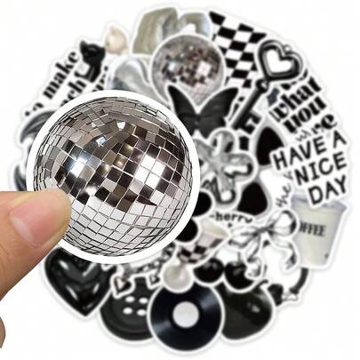 30 piezas de pegatinas de estado de ánimo en blanco y negro para equipaje, motocicleta, cuaderno, teléfono móvil, decoración DIY, al por mayor