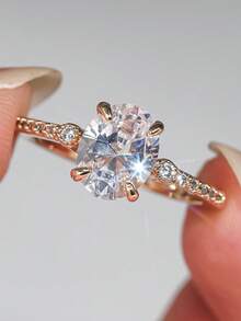 1 pieza Anillo de mujer con encanto de circonita cúbica para boda, compromiso, aniversario, fiesta, joyería, regalo del Día de San Valentín