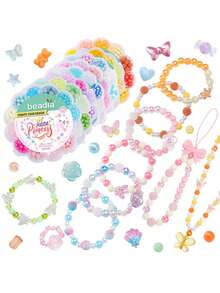 Acrylic Round Beads Box Kit, Pearl Beads Kit For Jewelry Making, DIY Bracelets Necklaces Rings, Friendship Gifts Mobile Phone Pendant Decorate Accessories