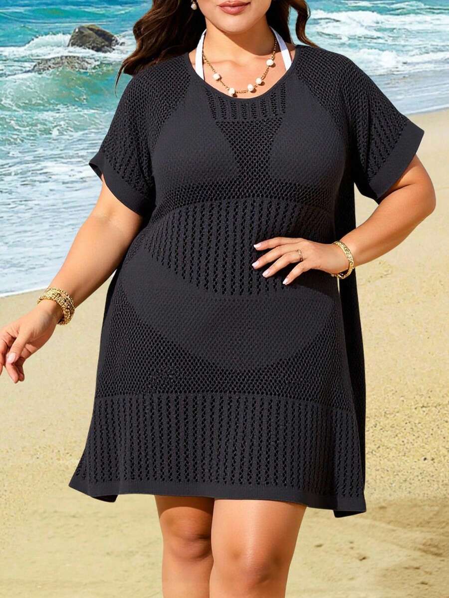 Swim Lushoire Damen Große Größen Einfacher und schlichter Strandüberwurf für den Sommer