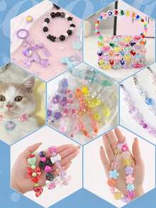 1 sac/20g de perles acryliques mélangées au hasard pour bracelet, collier, chaîne de téléphone, fleur, nœud, accessoires de bijoux en forme de cœur DIY (styles aléatoires)