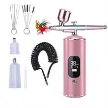 1 件便携式无绳喷枪套件,带数字显示、3 速调节、可充电 900mAh 锂电池、USB 充电、无香味多用途手持喷枪,适用于化妆、美甲、蛋糕 DIY、绘画和女性节日礼物 - 彩色 - 查看 6