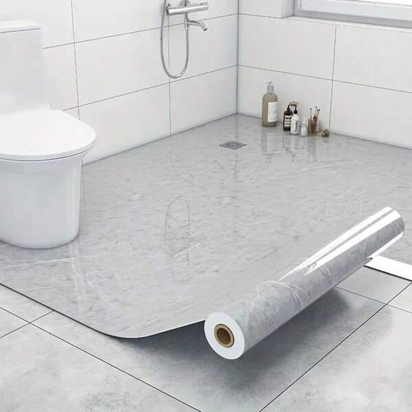 1 rolka, błyszcząca tapeta marmurowa, naklejki na podłogę z płytek ceramicznych/naklejki ścienne 3D, samoprzylepna tapeta z PVC wodoodporna i olejoodporna, płytki sufitowe do samodzielnego montażu, odpowiednie do salonu, kuchni, sypialni, dekoracji domu i łazienki