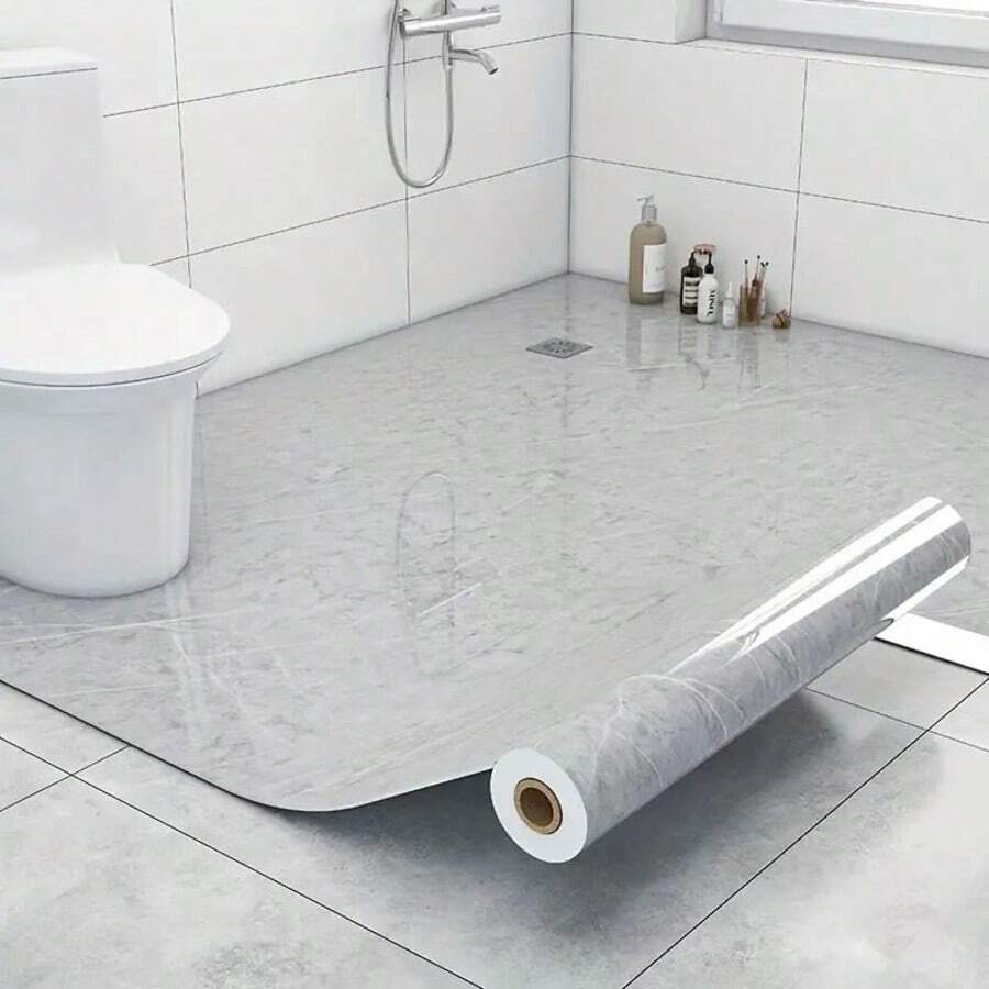 1 Cuộn, Giấy dán tường đá cẩm thạch bóng, Miếng dán sàn gạch men/Miếng dán tường 3D, PVC tự dính chống thấm nước và dầu, Giấy dán tường trang trí trần nhà DIY, Thích hợp cho phòng khách, nhà bếp, phòng ngủ và phòng tắm