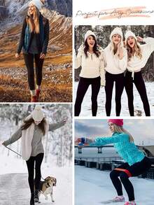 1pc Warm Lining Yoga Pants, High Waist Slim Fit Casual Yoga Sports Pants With Side Pockets, Suitable For Outdoor Sports And Yoga, Women's Elastic Fitness Pants, Women's Thermal Pants, Autumn/Winter