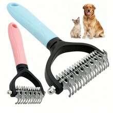 1PC Stainless Steel Pet Hair Remover | Double-Sided Self-Cleaning Comb For Long/Short Haired Cats Dogs - & Shedding Control - Multicolor - View 7